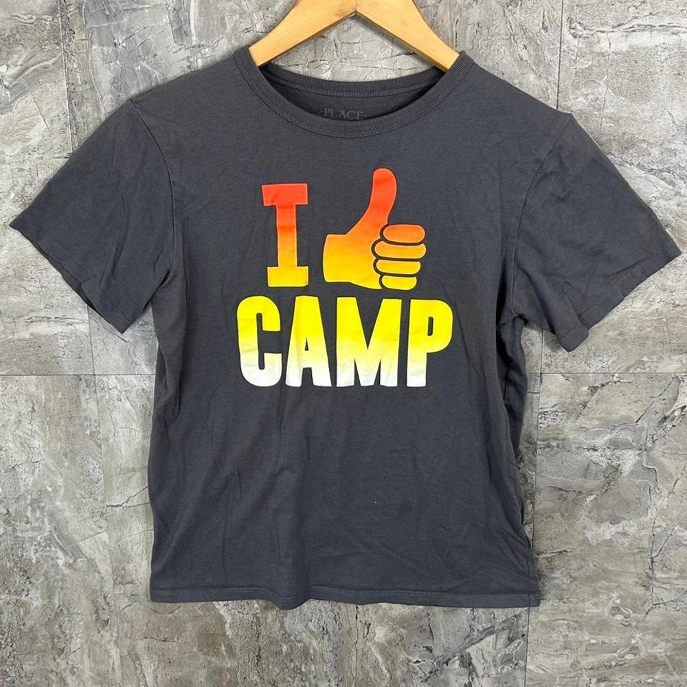 Black "I (heart) camp" cotton t-shirt‎  Kids Large 10-12 #camping